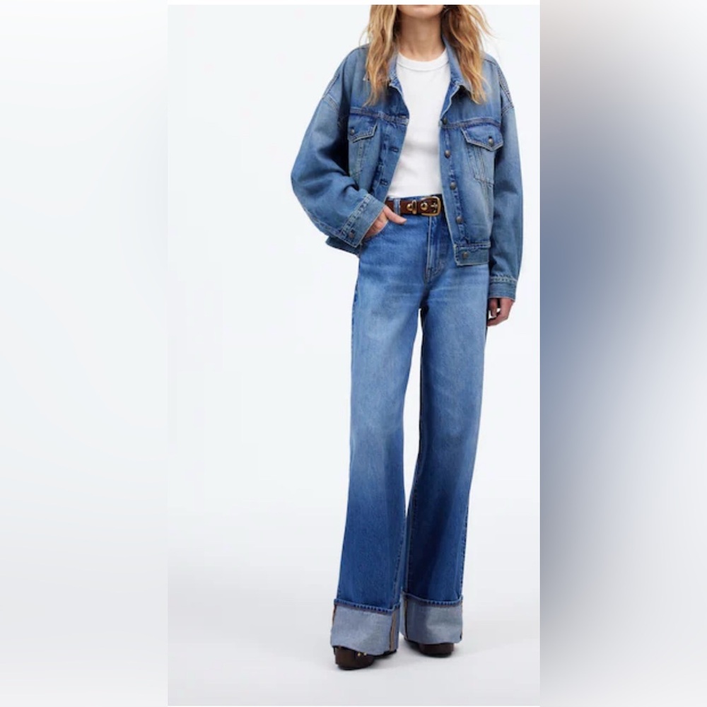 Madewell Superwide-Leg Jeans cuffed hem sz 25
